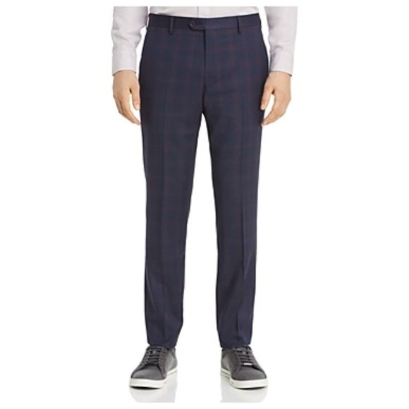 NWT Ted Baker London Men CRAWLT Debonair Check Suit Trouser Navy 34 $289 N120